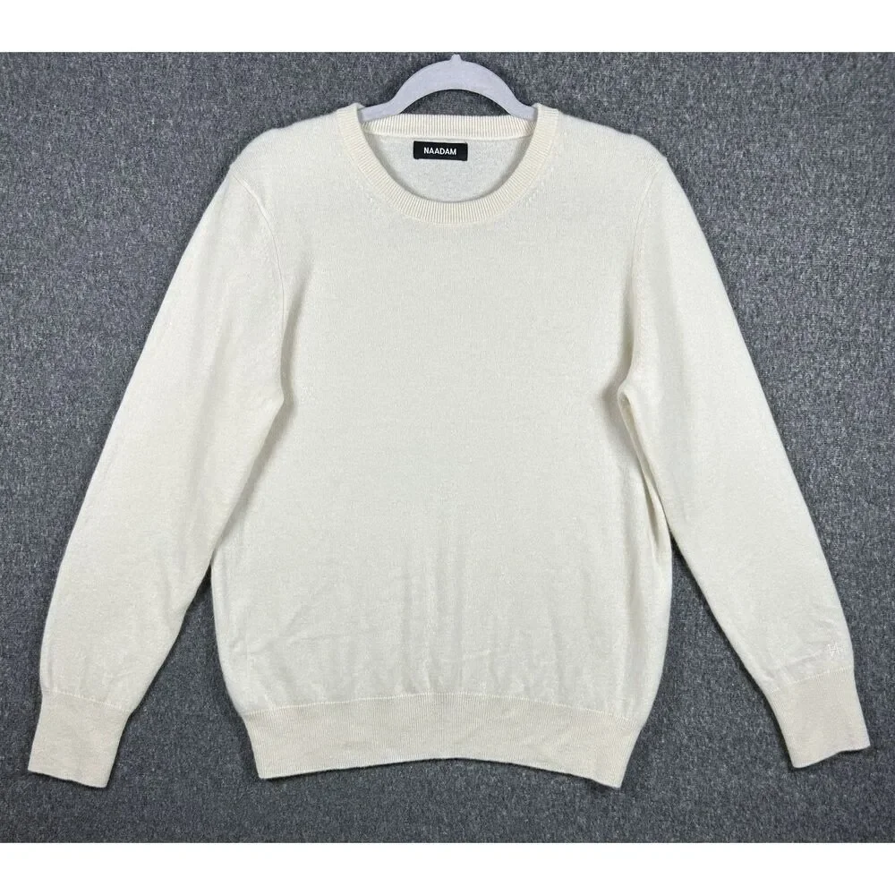 NAADAM The Original 100% Cashmere Crewneck Sweater - Off-White Ivory / Size L